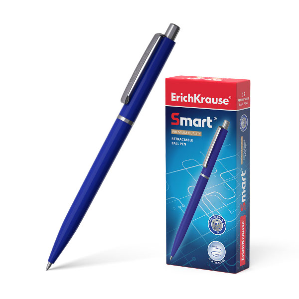 Ручка шар. автомат. 0,7мм, синий, синий корп. "Smart" 44697 Erich Krause