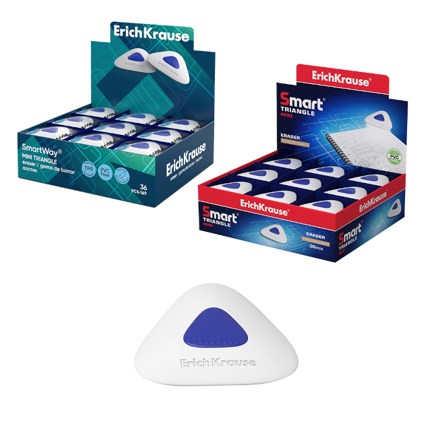 Ластик Erich Krause "SmartWay Mini Triangle" треуг. 37*35*9мм, термопласт. резина, белый ЕК45552