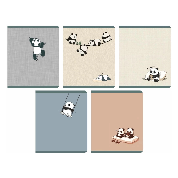 Тетрадь 48л А5 клетка "День панды" картон, ассорти 4824-43 Lamark