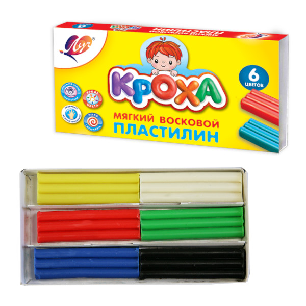 Пластилин Луч "Кроха"  6цв, 99г, мягкий, со стеком, карт.уп. 12С 863-08