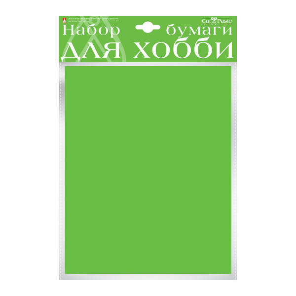 Бумага цветная крашенная в массе А4, 10л, 110г/м2, зеленый 2-065/05 HOBBY TIME