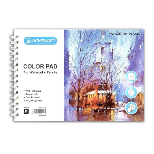 Скетчбук для акварели А4 20л, 220г/м2, гребень "Color pad" 44026 ACMELIAE