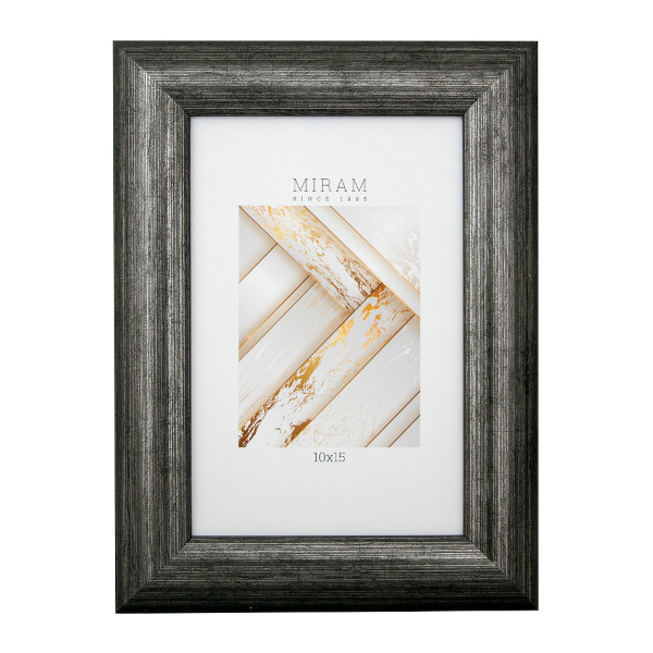 Фоторамка 10*15 пластик, багет 27мм, серый, вставка пластик, ножка 647250-4 МИРАМ