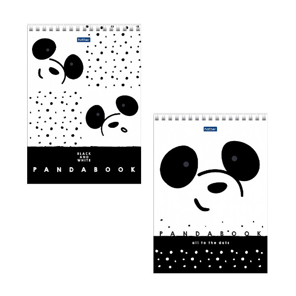 Блокнот 60л А5 Hatber "Panda" в точку, гребень, мягк. обл., подложка, ассорти 60Б5A9гр