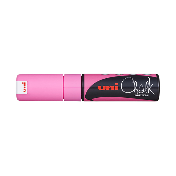 Маркер меловой 8мм, мелов. осн., скош., розовый, пласт. корп. Chalk PWE-8К UNI