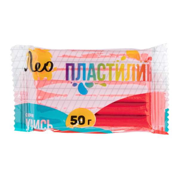 Пластилин Лео "Учись" классический, красный, 50г, полиэт.уп. LNMC-50