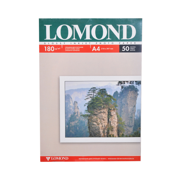 Бумага А4 Lomond для стр.пр. 180г/м2, глянцевая, двусторонняя 0102065 (50л)