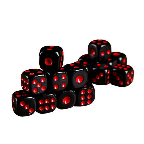 Настольная игра "Кости"  1.2*1.2 см, черные, красные точки 1723712