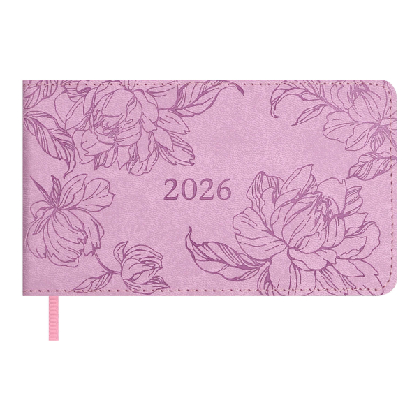 Еженедельник 87*150мм 2026 Escalada "Виннер" интегр.обл., иск.кожа, сшивка, розовый 70402