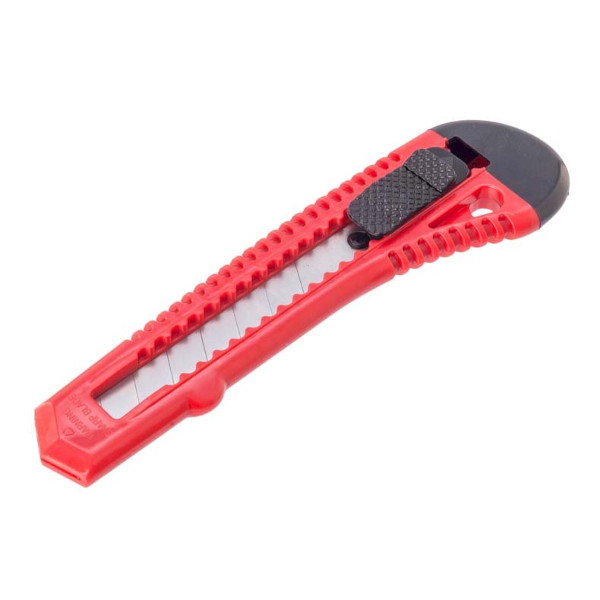 Нож канцелярский 18мм, пластик.корп., механич.фикс., ассорти, без и/у 14-8465 Workmate