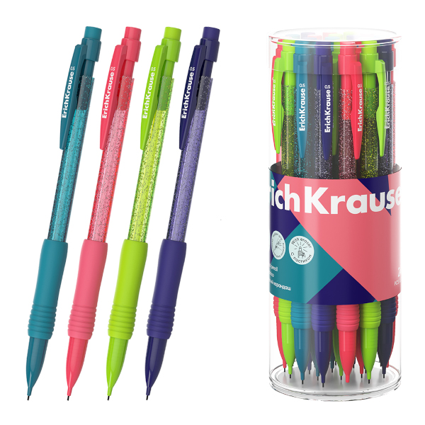 Карандаш механический 0,5мм HB, пластик. корп., ассорти, ластик "Reef" 62778 Erich Kraus