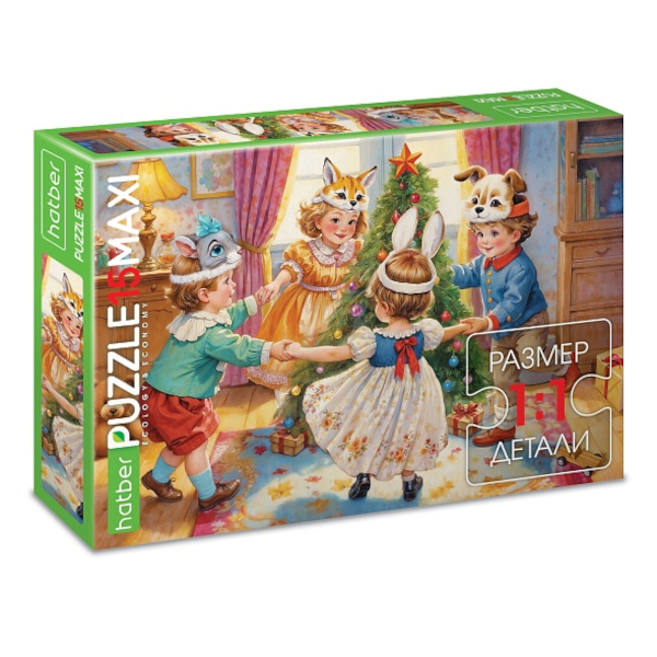 Пазлы 15 элем. дет. MAXI "ECO. Хоровод" А4 220*330мм 15ПЗ4_35199 Hatber