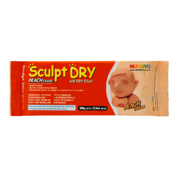 Глина для моделирования "Sculpt Dry" 1000г, персиковая, пакет MGMF1000 Mungyo