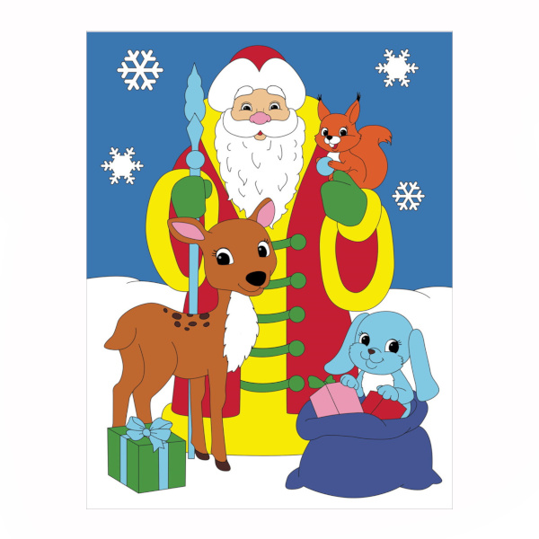 Картина по номерам Рыжий кот 20*25см "Друзья Деда Мороза" ХК-6053