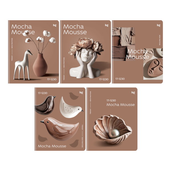 Тетрадь 48л А5 клетка "Mocha mousse" картон, ассорти Т5ск48_лс 57636 BG