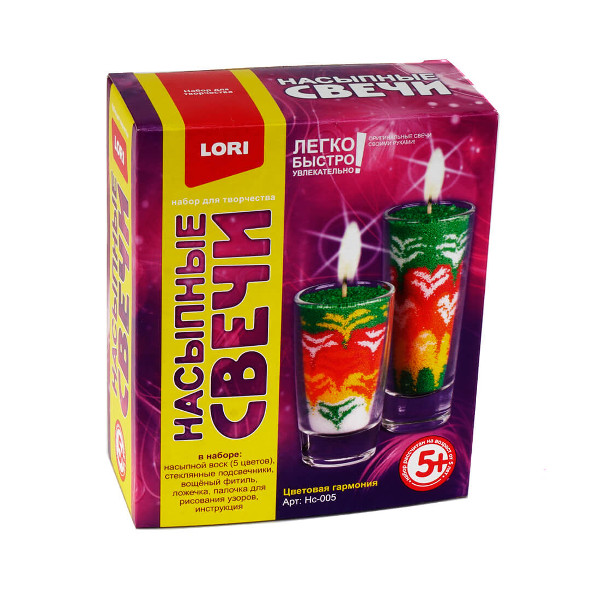 Набор для творчества Lori "Цветовая гармония" насыпные свечи, в карт.уп Нс-005