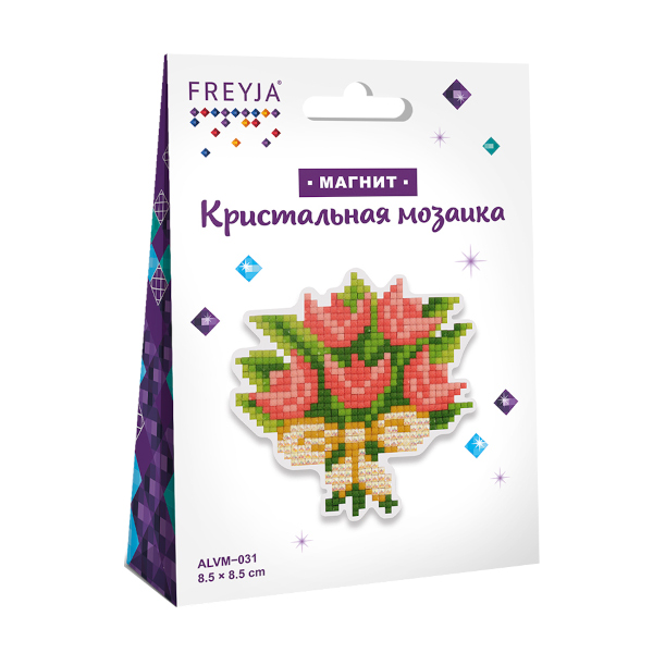 Алмазная мозаика магнит ФРЕЯ 8,5*8,5см "Букетик" ALVM-031