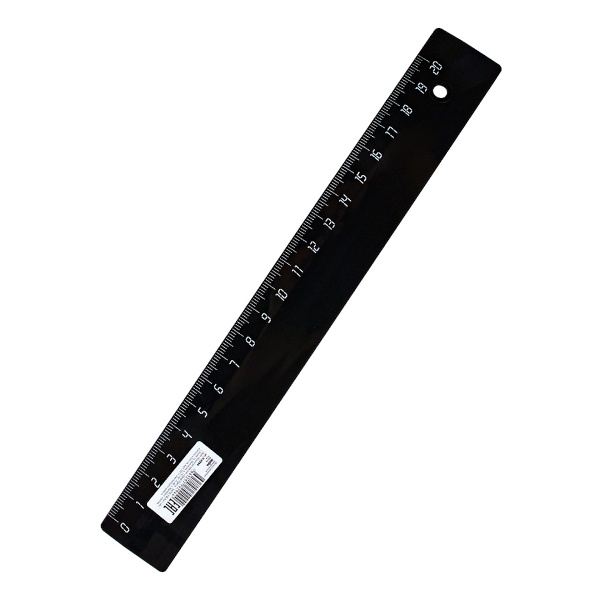 Линейка 20см, пластик, черный Л-9294 Проф Пресс