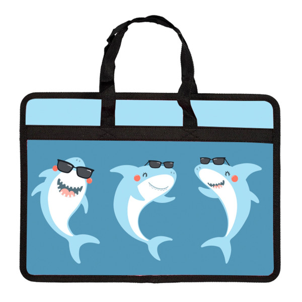 Папка с ручками А4 1отд., пластик, молния "Веселые акулы" ПП40109 Listoff